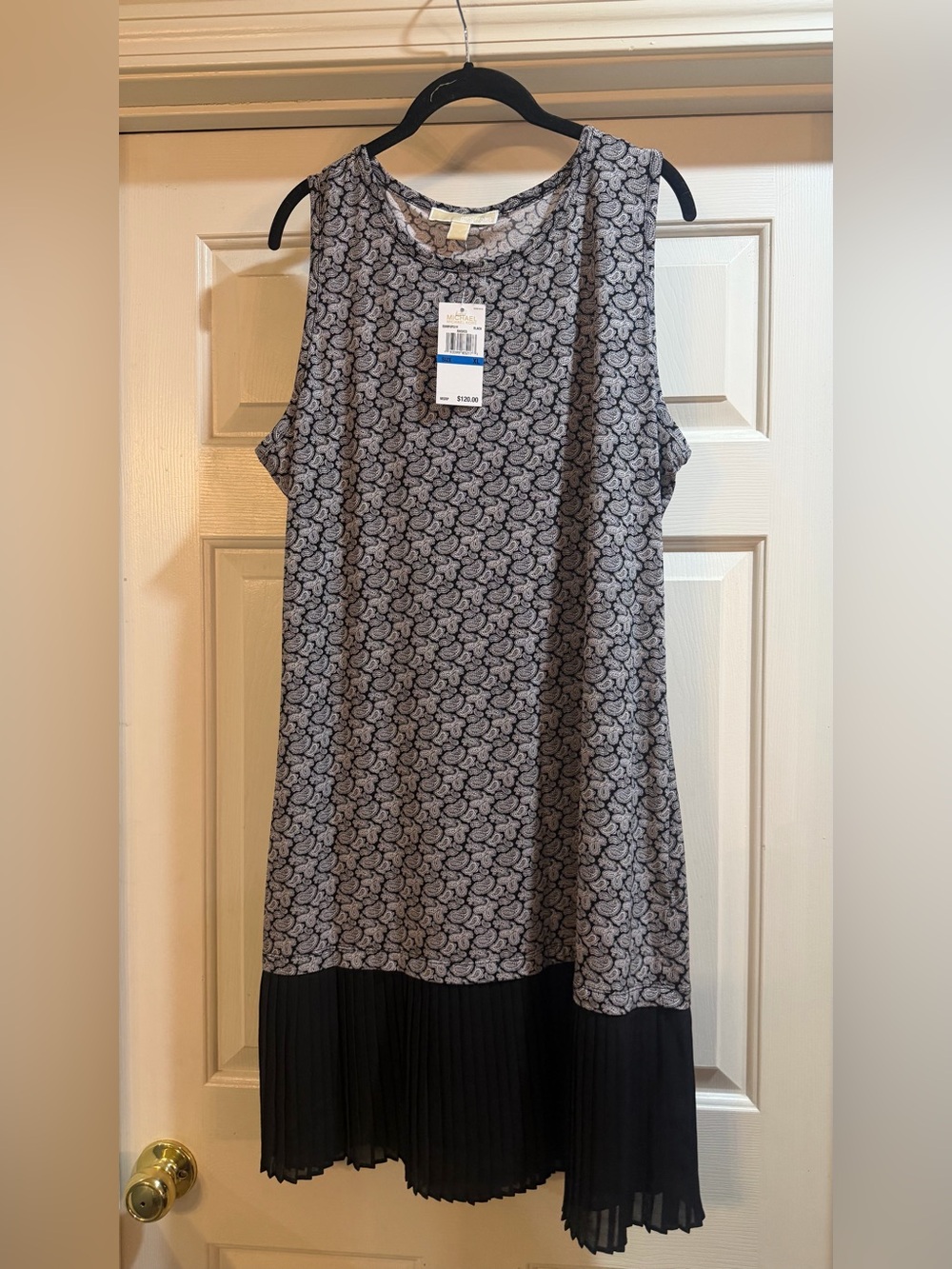 Michael Kors Black & White Paisley Sleeveless Tank Dress